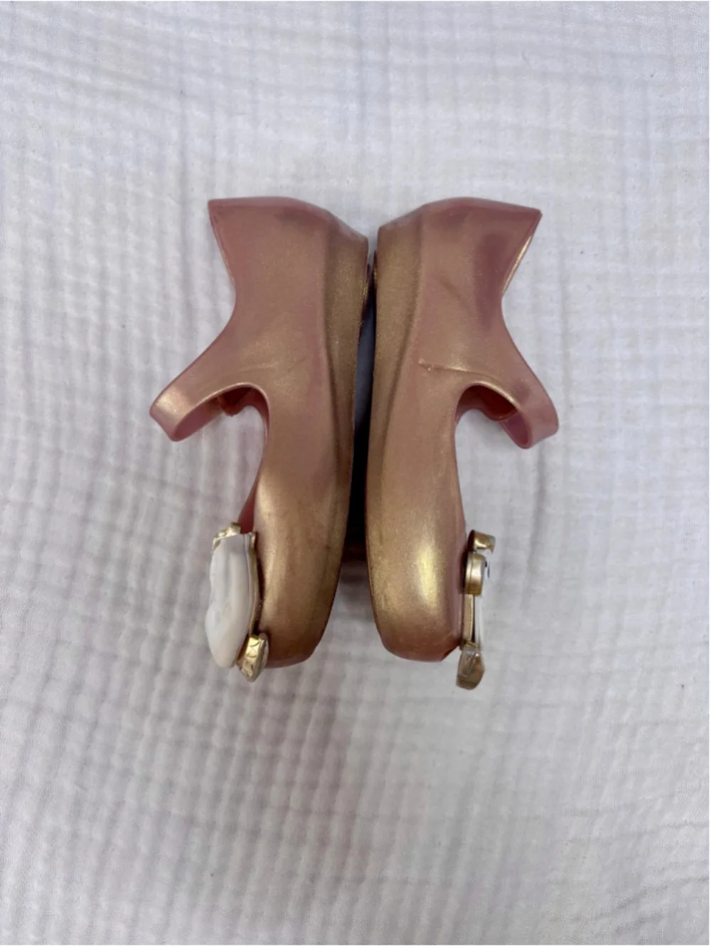Girls Mini Melissa Gold Pink Beauty & The Beast Mary Jane Shoes 9 (Toddler Girl)